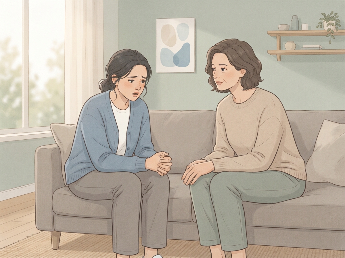 다그치지 않고 인내심 있게 이야기를 들어주는 보호자