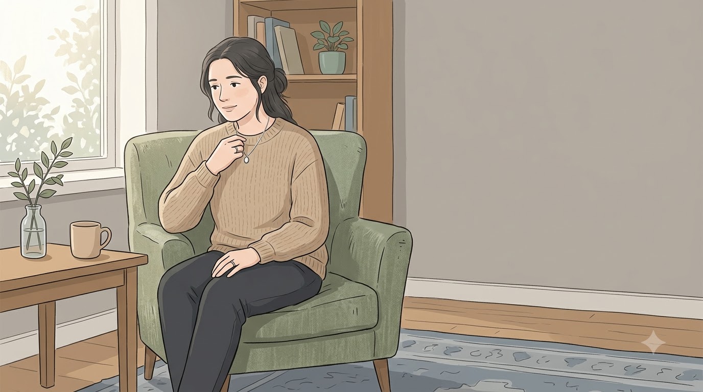 목소리 내기가 힘들어 목에 손을 가져다 대는 사람의 모습