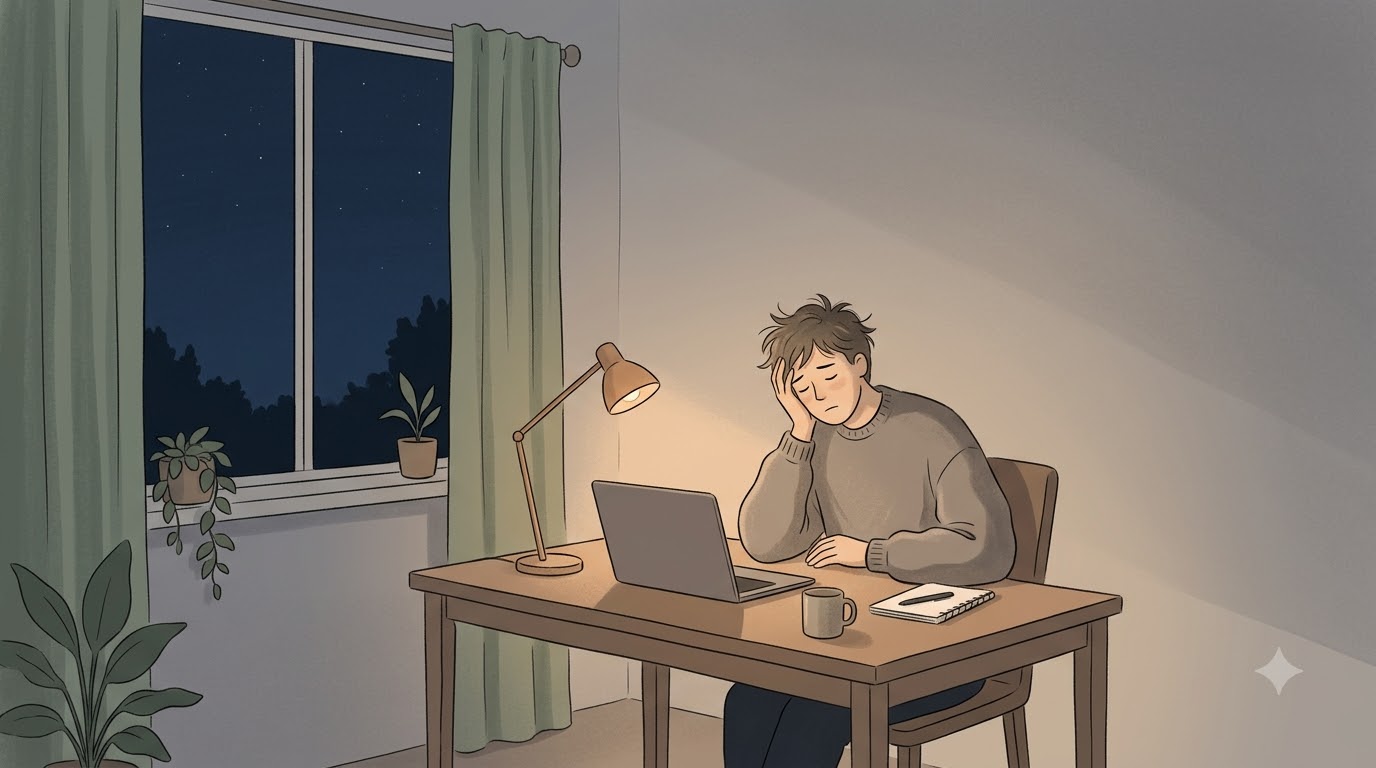 과로와 스트레스로 지친 모습
