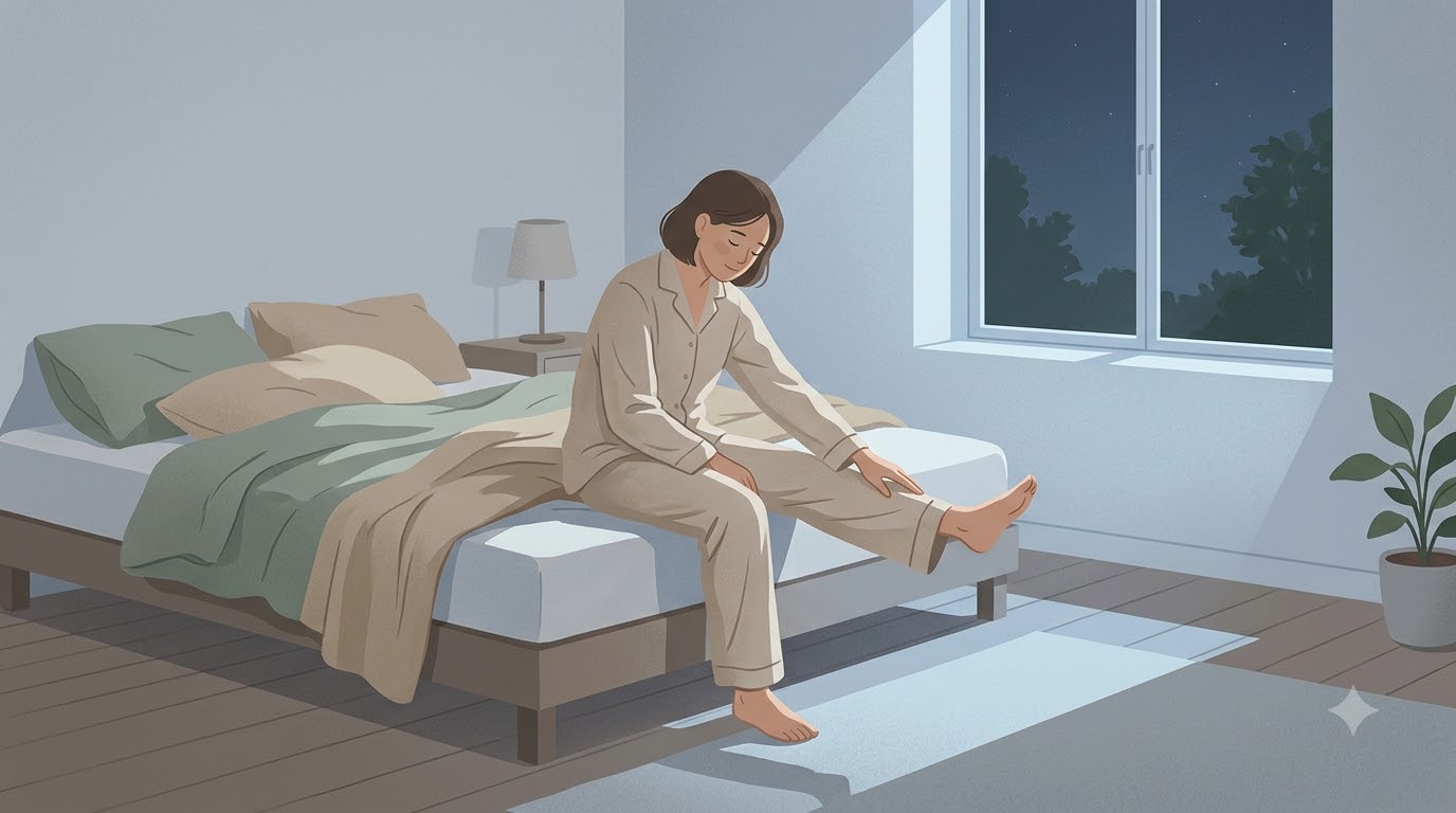 밤에 다리를 움직이며 불편함을 달래는 모습