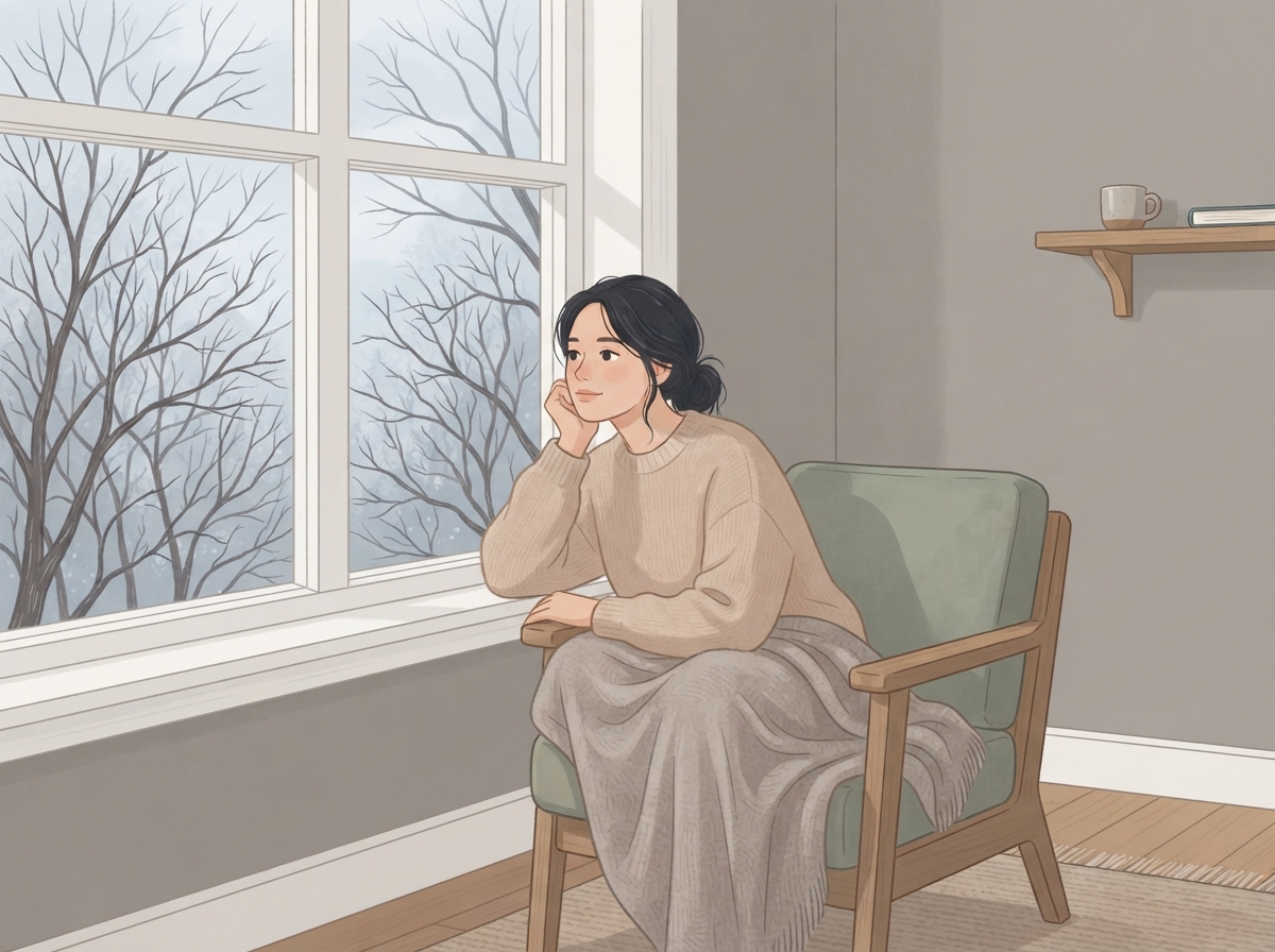 겨울철 짧은 일조량 속 불안한 마음을 표현한 그림
